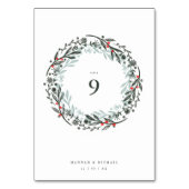 Rustikaler botanischer Aquarellkranz Tischnummer (Rückseite)