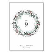 Rustikaler botanischer Aquarellkranz Tischnummer (Vorderseite)