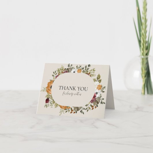 Rustikaler botanischer Fall Bläschen Horizontal mi Dankeskarte (Vorderseite)