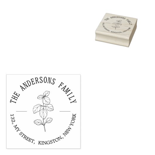 Rustikaler botanischer Familienname Leaf Gummistempel (Stempel)