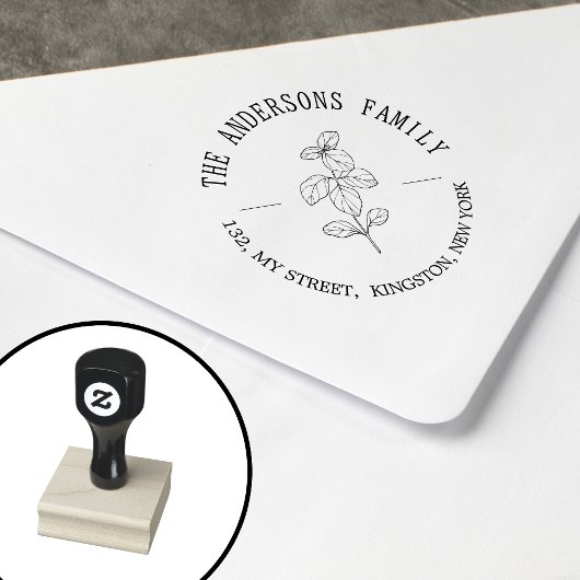 Rustikaler botanischer Familienname Leaf Gummistempel