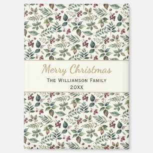 Rustikaler Botanischer Frohe Weihnachten Individue Magnet