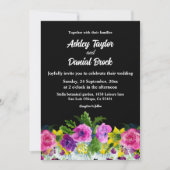 Rustikaler Botanischer Garten Boho Schwarze Blüten Einladung (Vorderseite)