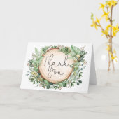 Rustikaler Botanischer Grünwald Vielen Dank Karte (Gelbe Blume)