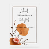 Rustikaler botanischer Herbst Rahmen Hochzeitsempf Acrylschild (Vorderseite)