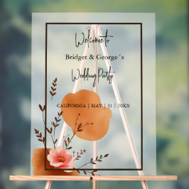 Rustikaler botanischer Herbst Rahmen Hochzeitsempf Acrylschild