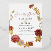 Rustikaler botanischer Herbst Save the Date Folie Einladungspostkarte (Vorderseite)