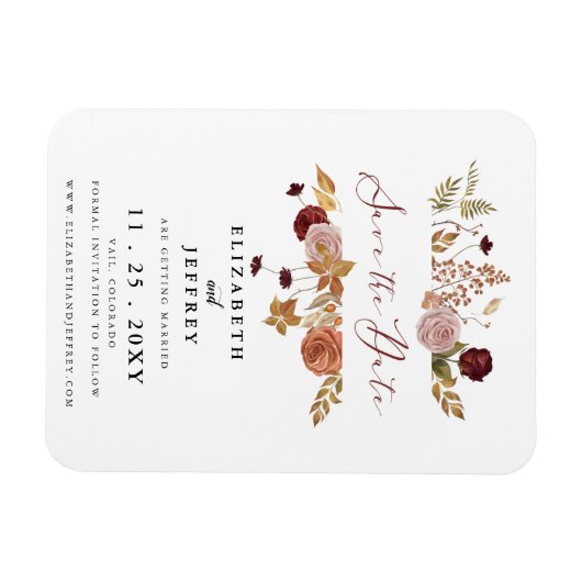 Rustikaler botanischer Herbst Save the Date Magnet (Horizontal)