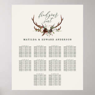 Rustikaler botanischer Hochzeitsplan Poster
