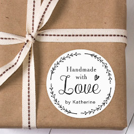 Rustikaler Botanischer Kranz Handgefertigt mit Lie Runder Aufkleber