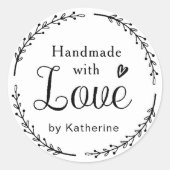 Rustikaler Botanischer Kranz Handgefertigt mit Lie Runder Aufkleber (Vorderseite)