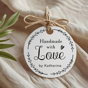 Rustikaler botanischer Kranz handgemacht mit Liebe Geschenkanhänger