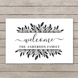Rustikaler botanischer Personalisierter Familienna Fußmatte