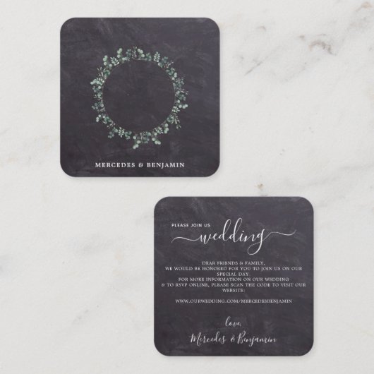 Rustikaler botanischer QR-Code Einladung zur Hochz (Vorne/Hinten)