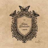 Rustikaler botanischer Schild Ex Libris Buchzeiche Gummistempel