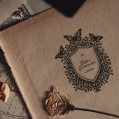 Rustikaler botanischer Schild Ex Libris Buchzeiche Gummistempel