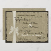 Rustikaler Bow und Burlap Wedding 7,5 in. Einladung (Vorne/Hinten)