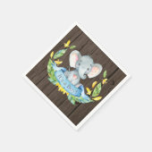 Rustikaler Boy Elephant Baby Dusche Blue Napkins Serviette (Ecke)
