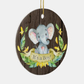 Rustikaler Boy Elephant Babydusche gelb Keramik Ornament (Rechts)