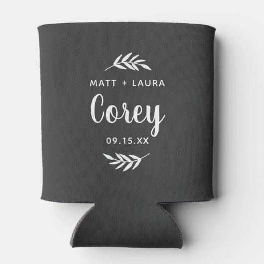 Rustikaler Branch-Trauzeuge | Editierbare Farben Dosenkühler (Rückseite)