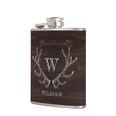 Rustikaler Brauner Antler Mit Monogramm Trauzeuge  Flachmann (Links)