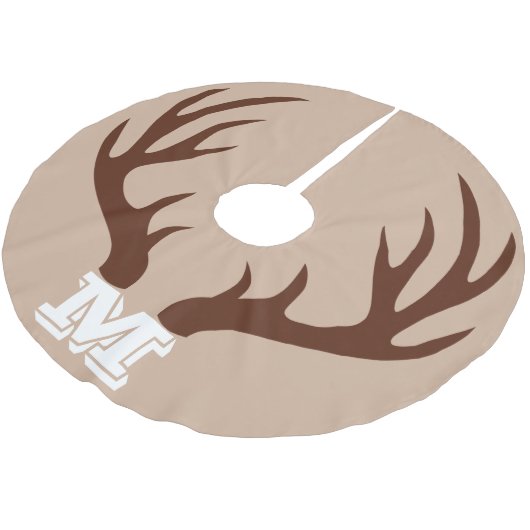 Rustikaler Brauner-Antler-Monogram-Baumrock Polyester Weihnachtsbaumdecke (Schrägansicht)