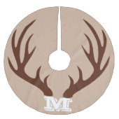 Rustikaler Brauner-Antler-Monogram-Baumrock Polyester Weihnachtsbaumdecke (Vorderseite)