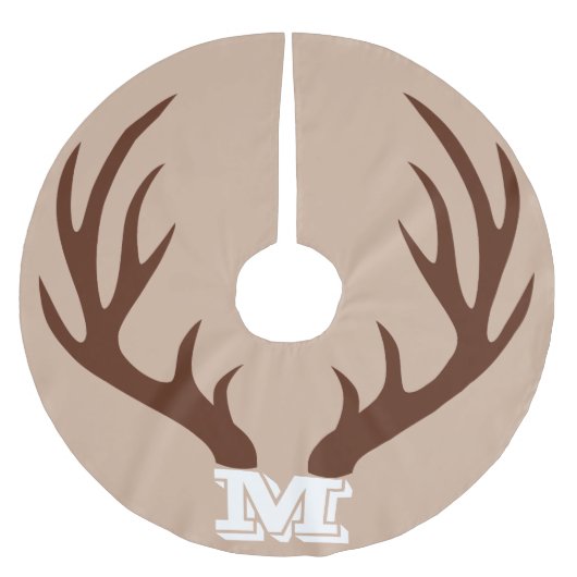 Rustikaler Brauner-Antler-Monogram-Baumrock Polyester Weihnachtsbaumdecke (Vorderseite)