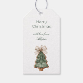 Rustikaler brauner cremefarbener grüner Weihnachts Geschenkanhänger