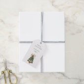 Rustikaler brauner cremefarbener grüner Weihnachts Geschenkanhänger (Mit Garn)