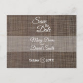Rustikaler brauner Hintergrund Save the Date Postkarte (Vorderseite)