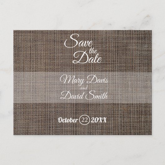Rustikaler brauner Hintergrund Save the Date Postkarte (Vorderseite)
