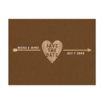 Rustikaler brauner Kraft-Herz-Arrow Save the Date