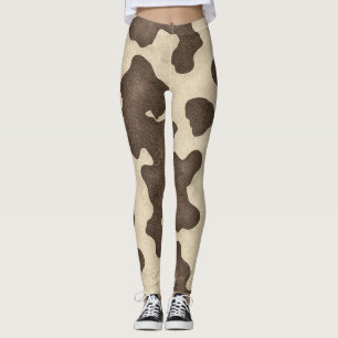 Rustikaler brauner Kuhdruck Country Western Rodeo Leggings