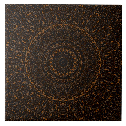 Rustikaler brauner Mandala mit westlichem Charme Fliese (Vorderseite)