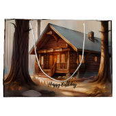 Rustikaler brauner Wasserfarbenbär Große Geschenktüte (Rückseite)