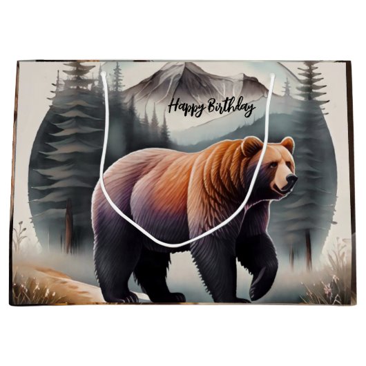 Rustikaler brauner Wasserfarbenbär Große Geschenktüte (Vorderseite)