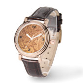 Rustikaler brauner Western aus geschliffenem Leder Armbanduhr (Winkel)