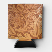 Rustikaler brauner Western aus geschliffenem Leder Dosenkühler (Vorderseite)