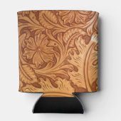 Rustikaler brauner Western aus geschliffenem Leder Dosenkühler (Rückseite)