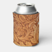 Rustikaler brauner Western aus geschliffenem Leder Dosenkühler (Kanne Rückseite)