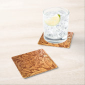 Rustikaler brauner Western aus geschliffenem Leder Rechteckiger Pappuntersetzer (Vor Ort)