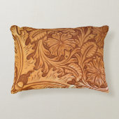 Rustikaler brauner Western aus geschliffenem Leder Zierkissen (Vorderseite)