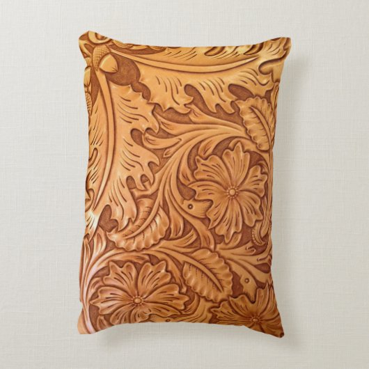 Rustikaler brauner Western aus geschliffenem Leder Zierkissen (Rückseite(Vertikal))