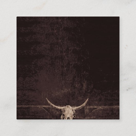 Rustikaler brauner Western Bull Skull Wedding RSVP Begleitkarte (Rückseite)