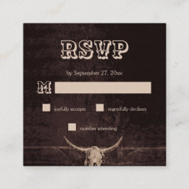 Rustikaler brauner Western Bull Skull Wedding RSVP Begleitkarte