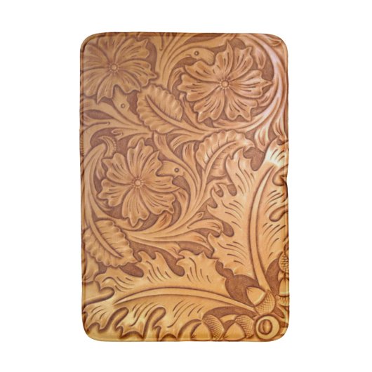 Rustikaler brauner Western-Country-Lederprint Badematte (Vorderseite Vertikal)