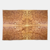 Rustikaler brauner Western-Country-Lederprint Geschirrtuch (Horizontal)