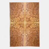 Rustikaler brauner Western-Country-Lederprint Geschirrtuch (Vertikal)