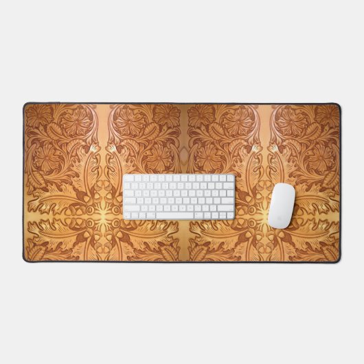 Rustikaler brauner Western-Country-Lederprint Schreibtischunterlage (Tastatur & Maus)